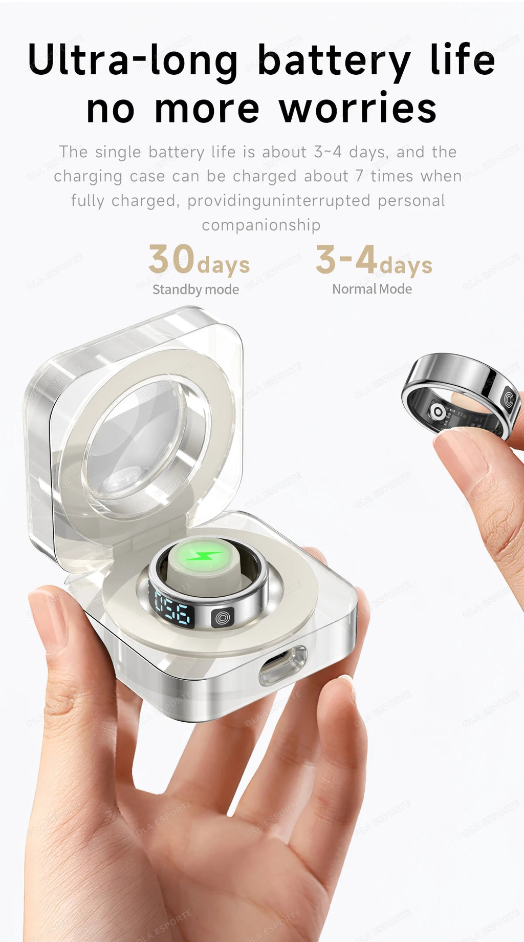 Smart Ring With Display Screen Health Tracker