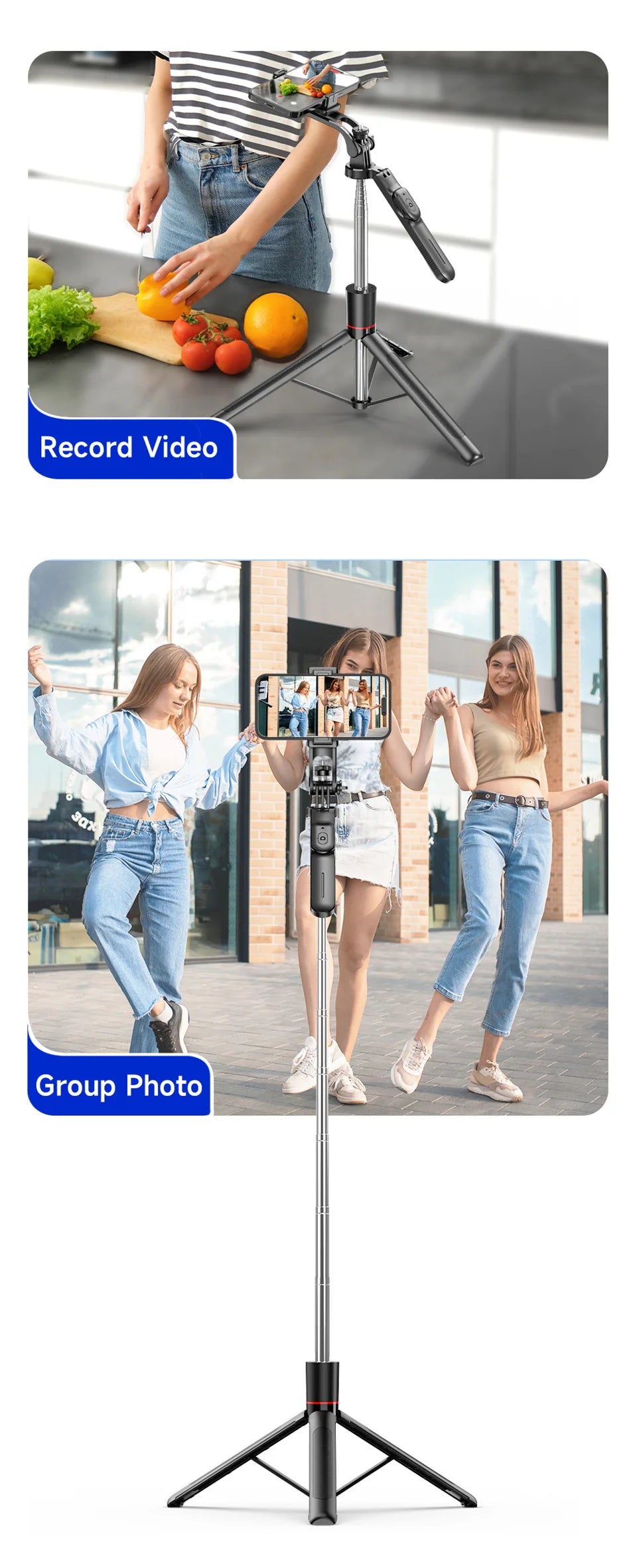 Selfie Stick Tripod 1.7M Bluetooth Remote Fill Light