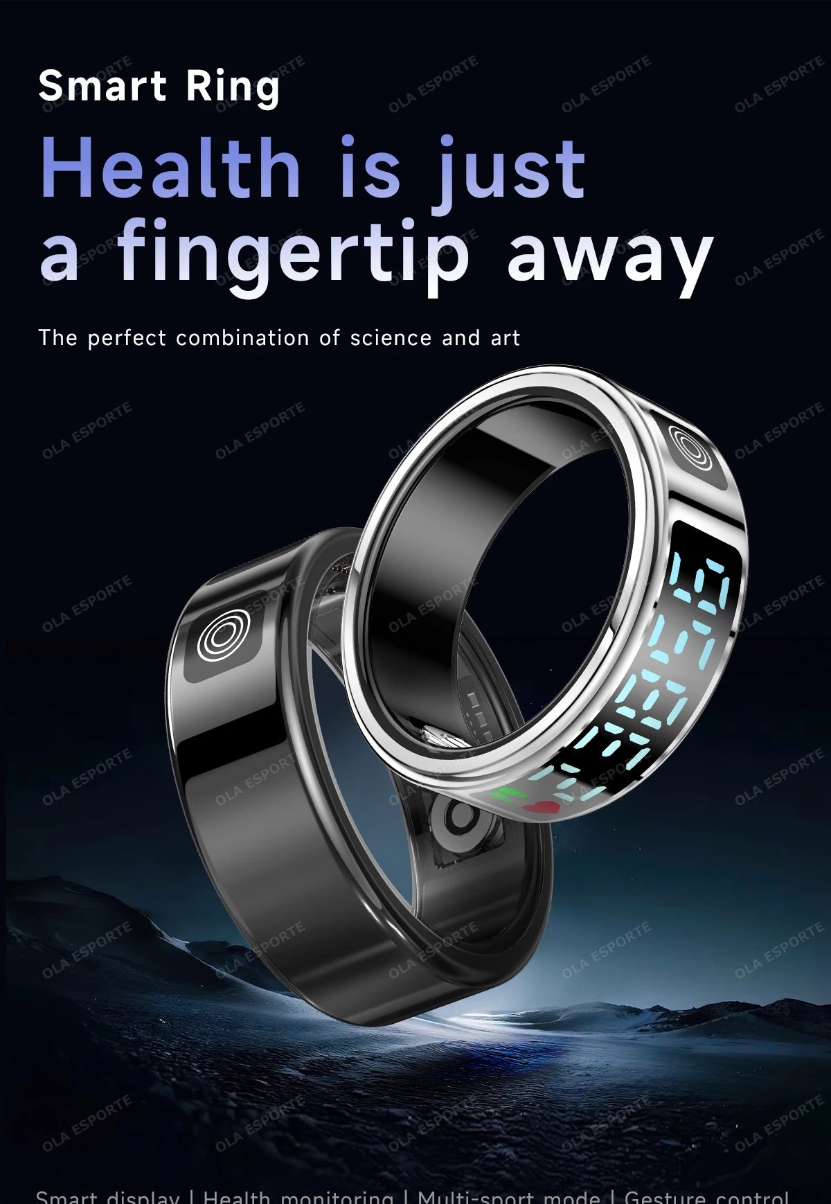 Smart Ring With Display Screen Health Tracker