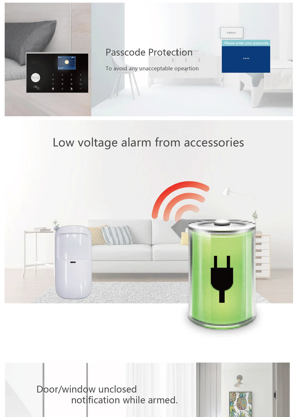Home Alarm System WiFi GSM Security Sensor Kit
