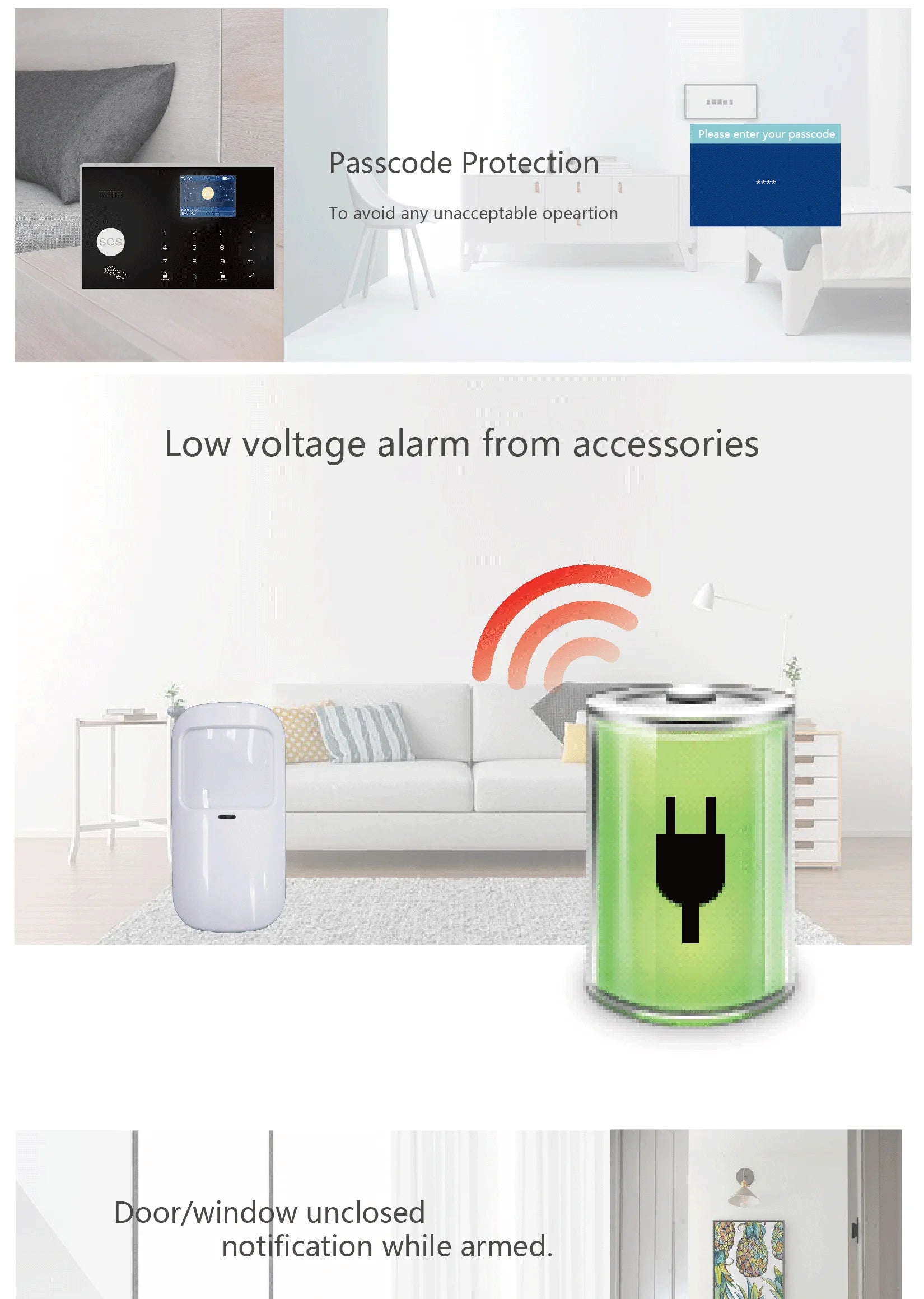 Home Alarm System WiFi GSM Security Sensor Kit