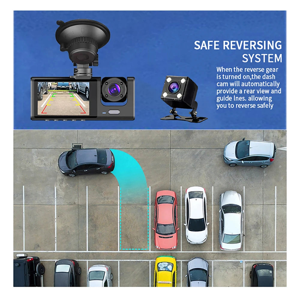 WiFi Dash Cam 1080P Triple Lens Car DVR Recorder