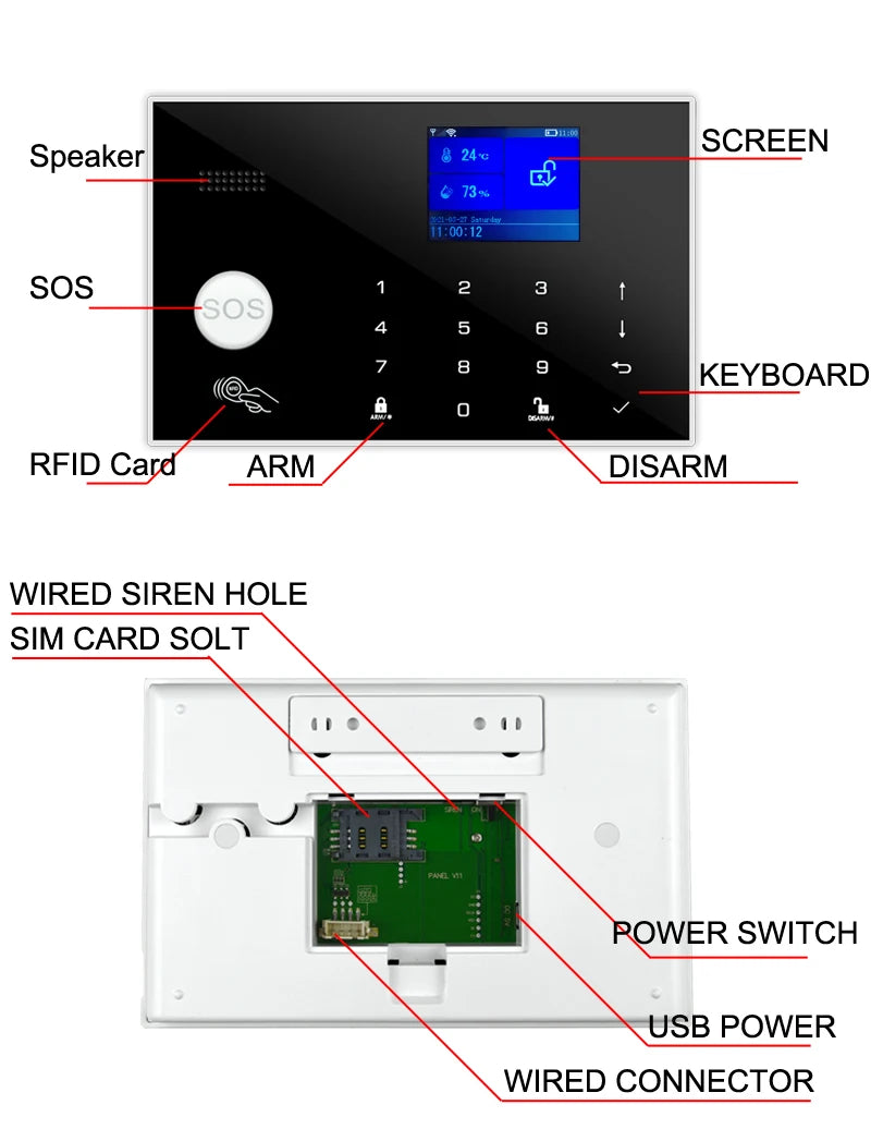 Smart Alarm System WiFi GSM Home Security Kit