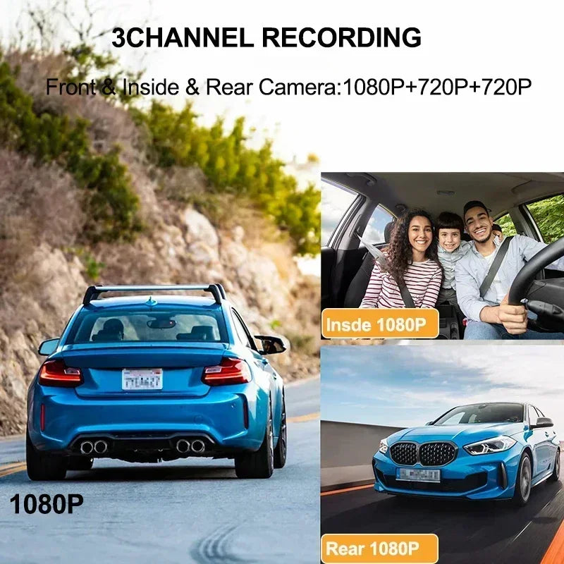 WiFi Dash Cam 1080P Triple Lens Car DVR Recorder